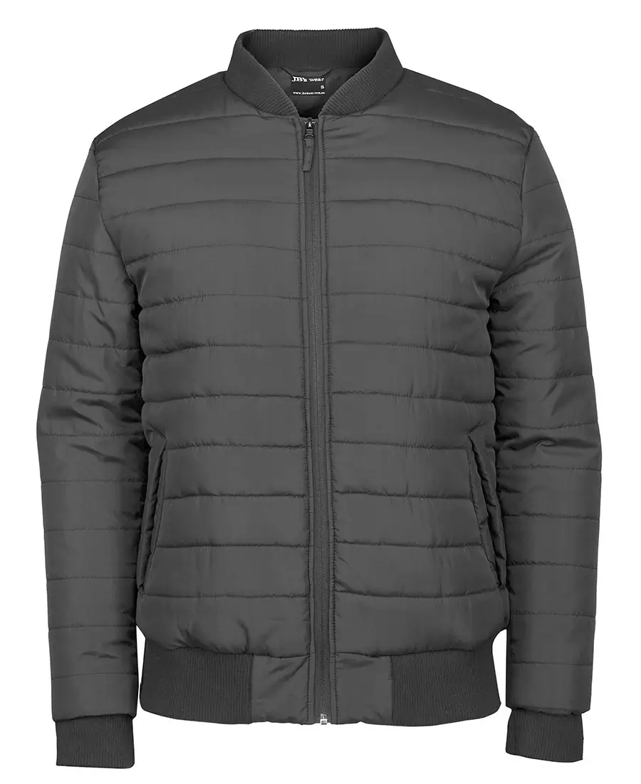 Men Horizontal Design Puffer Jacket Charcoal