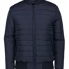Men Horizontal Design Puffer Jacket blue