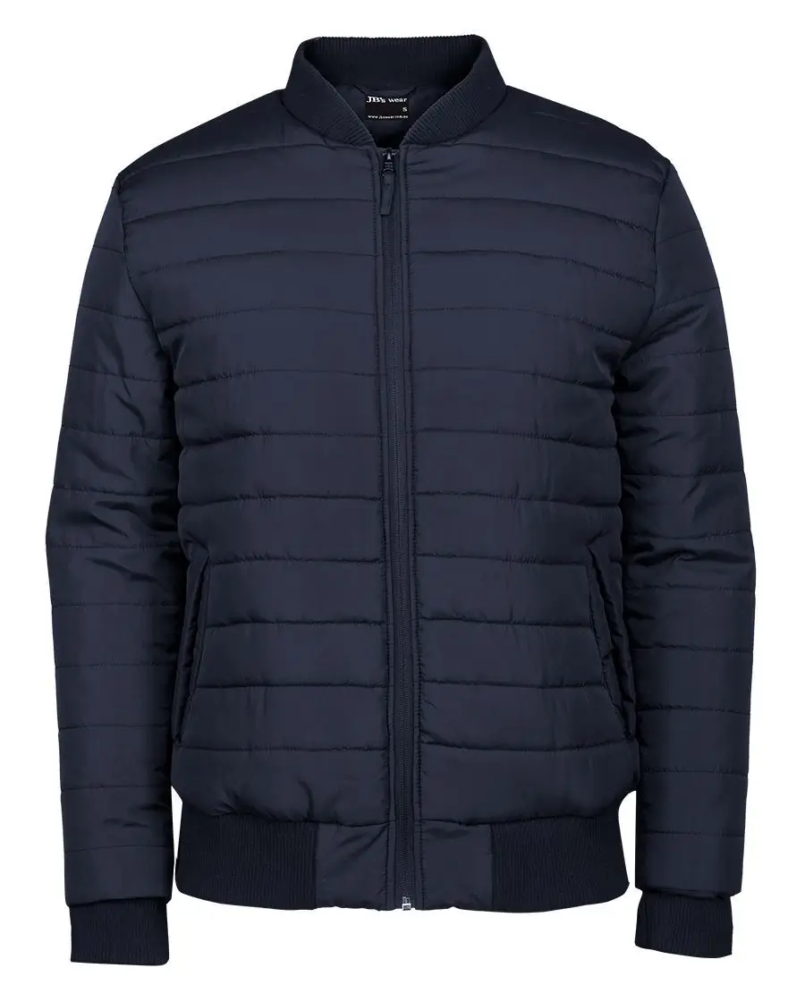 Men Horizontal Design Puffer Jacket blue