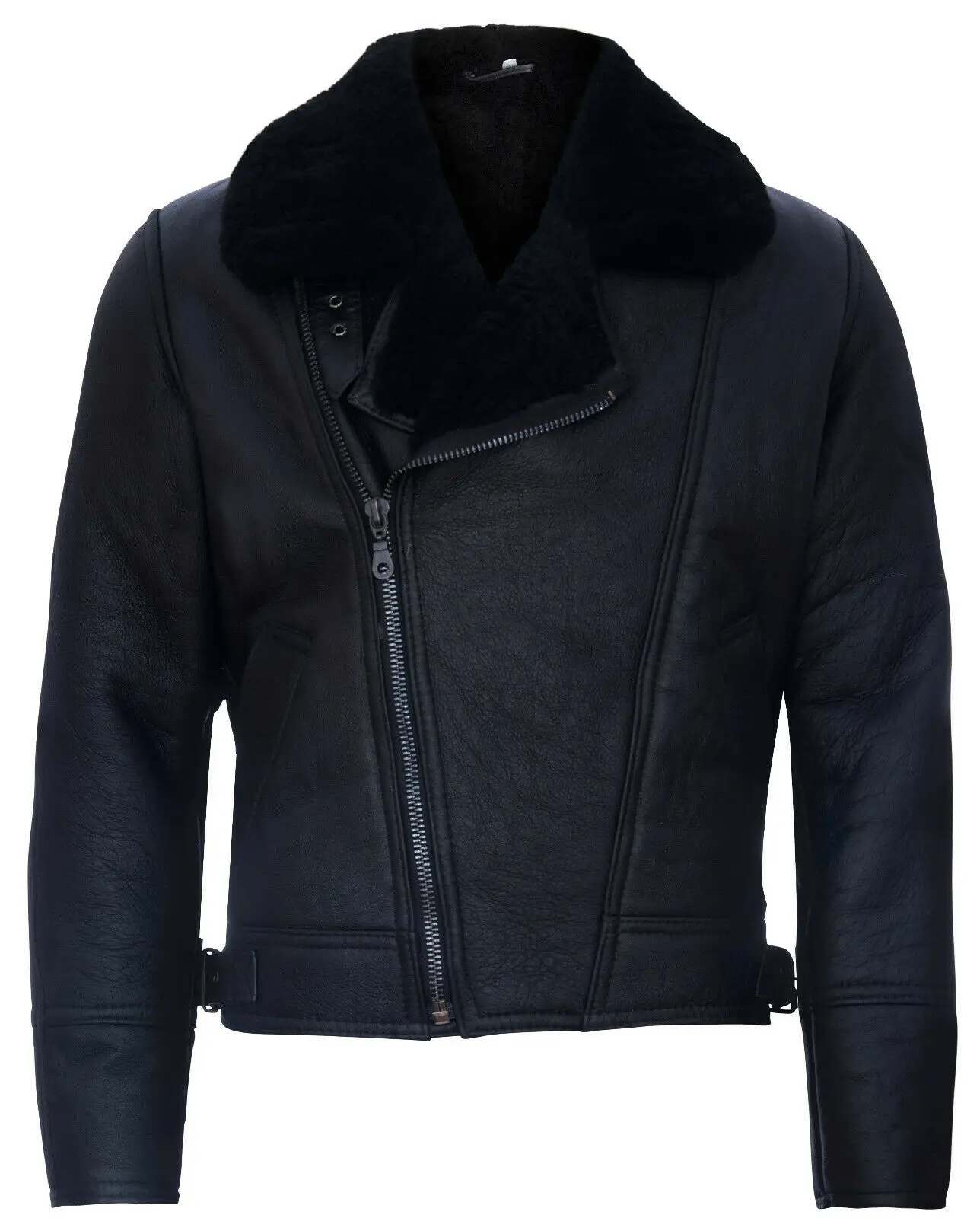 Men’s Aviator Black Leather Shearling Jacket