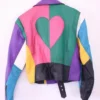 Color Block Rainbow Biker Jacket