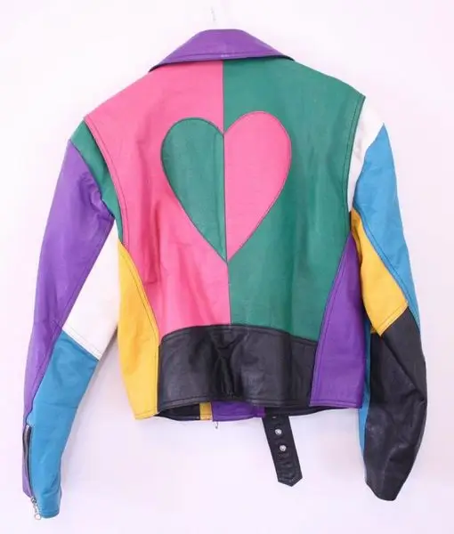 Color Block Rainbow Biker Jacket