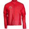 Elegant Red Biker Leather Jacket