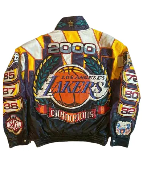 Los Angeles Lakers Three-Peat NBA Champions Leather Jacket - Film