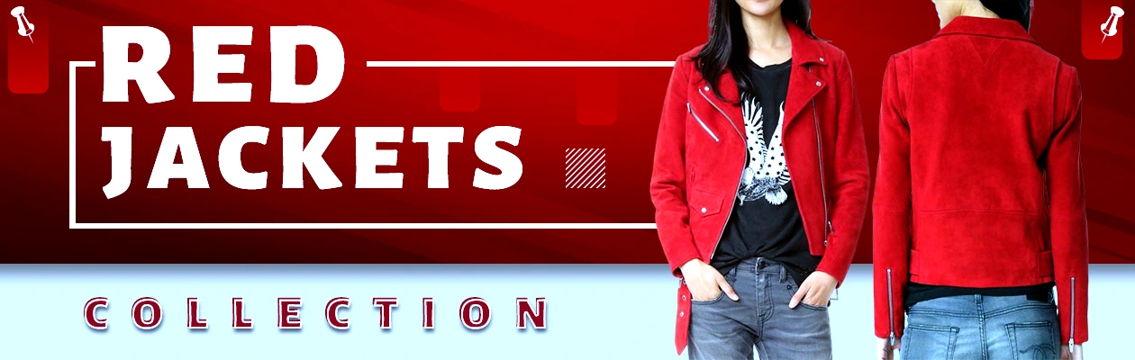 Red Leather Jacket Category Banner The Genuine Leather.com