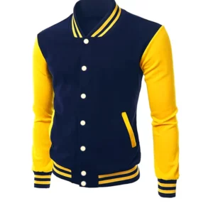 Blue and Yellow Varsity Leather Jacket