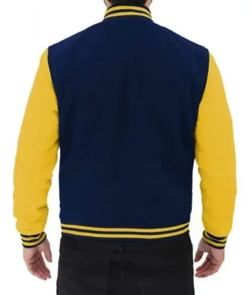 Blue and Yellow Varsity Baseball Leather Jacket