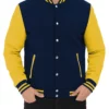 Blue and Yellow Varsity Baseball Leather Jacket