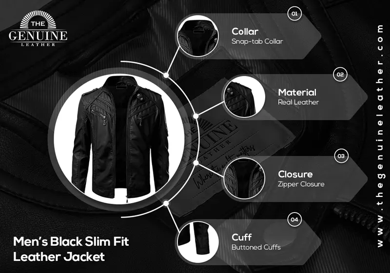 Men’s Black Slim Fit Leather Jacket