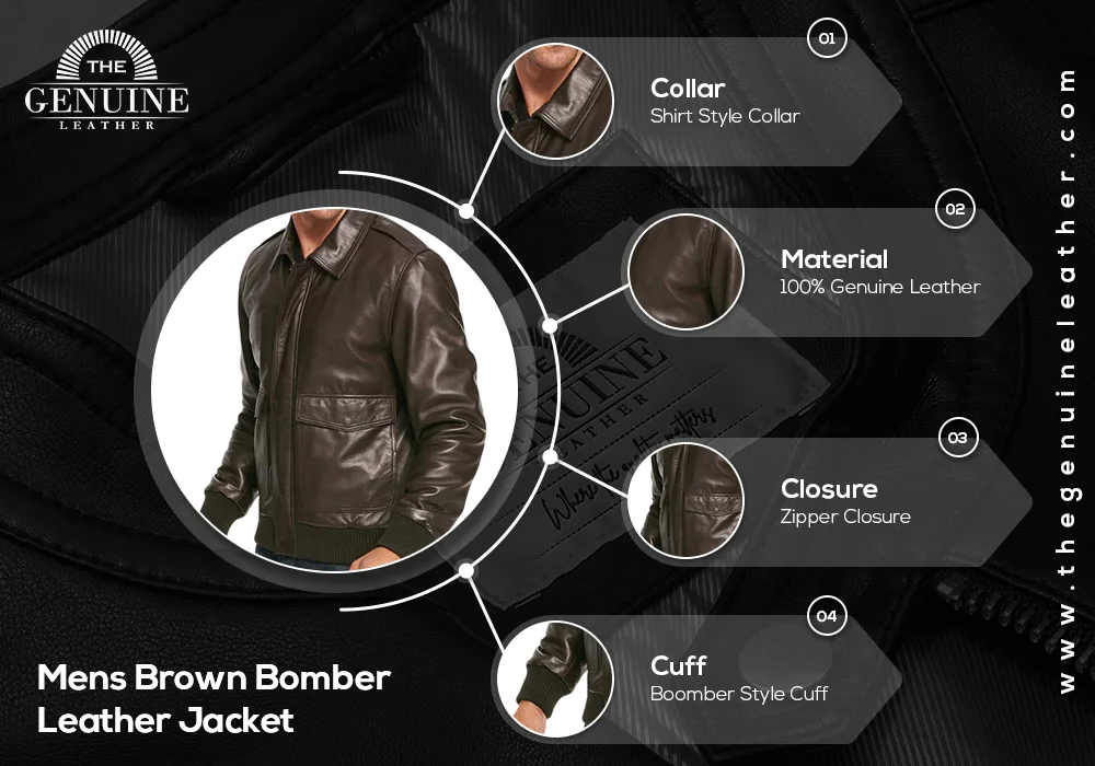 Mens Brown Bomber Leather Jacket