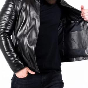 Mens Padded Leather Jacket