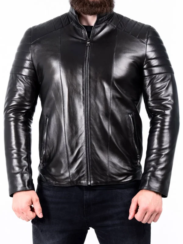 Mens Padded Leather Jacket | Men Motorcycle Padded Jacket