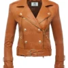 Womens Billie Belted Leather Jacket