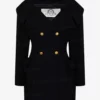 Women's Causal Double-Breasted Navy Blue Wool Coat