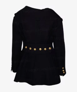 Women's Causal Double Breasted Navy Blue Wool Coat