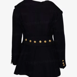 Women's Causal Double Breasted Navy Blue Wool Coat