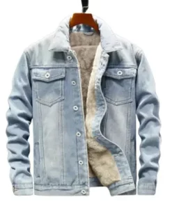 Men Winter Streetwear Fashion Turn Down Fur Collar Windbreaker Cowboy Jackets