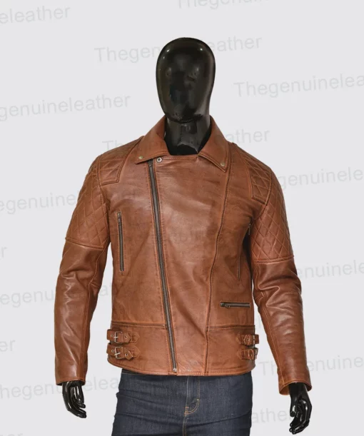 Mens Brown Biker Leather Jacket (1)
