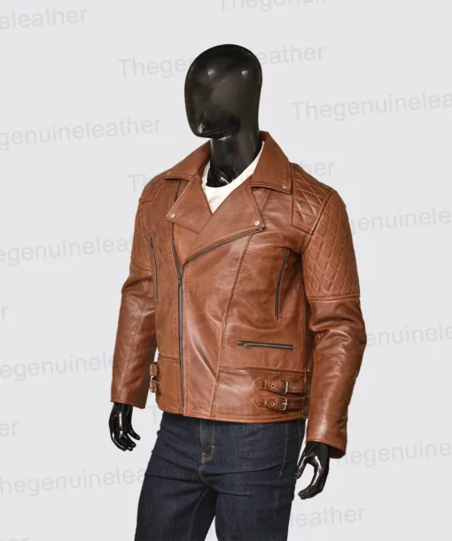 Mens Brown Biker Leather Jacket (3)