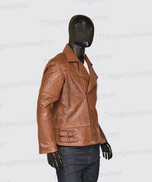 Mens Brown Biker Leather Jacket (4)