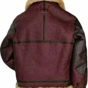 Men's RAF Cockpit Aviator B-3 Maroon Bomber Leather Shearling Jacket