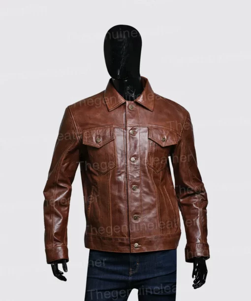 Mens Stylish Brown Leather Jacket (1)