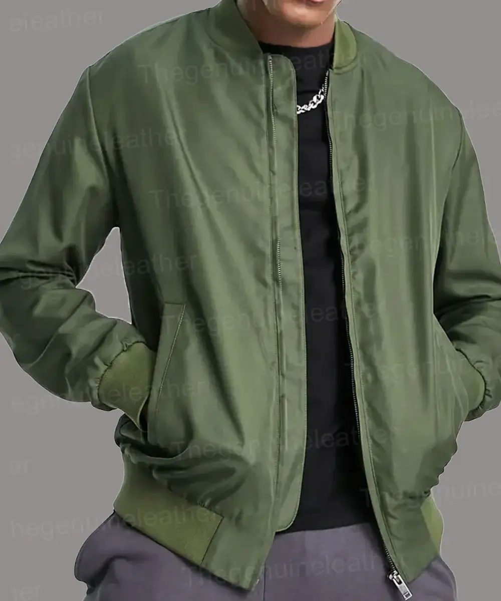Men's edgy styled Green bomber Jacket