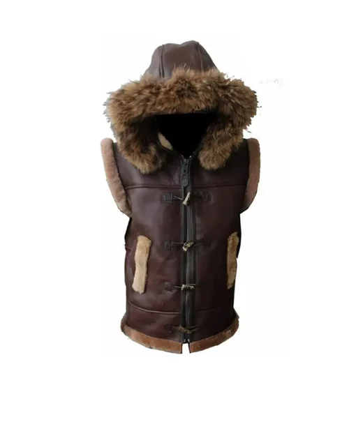 RAF B3 Brown Leather Fur Vest