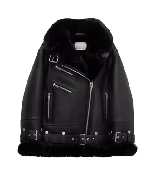 Women Moto Shearling Jacket