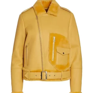 Women’s Orange Shearling Leather Jacket