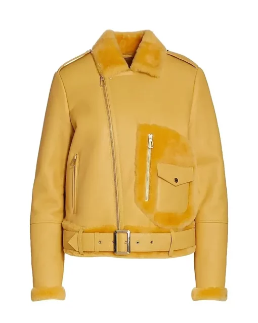 Women’s Orange Shearling Leather Jacket
