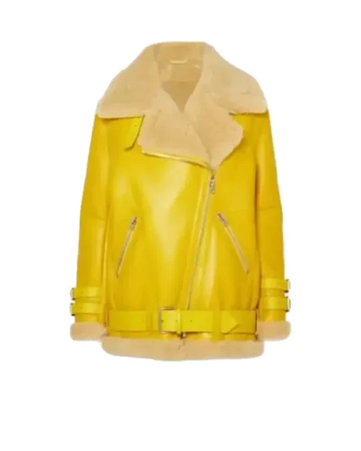 Womens Yellow Shearling Jacket