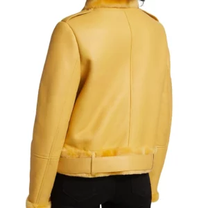 Women Orange Fur Leather Jackets