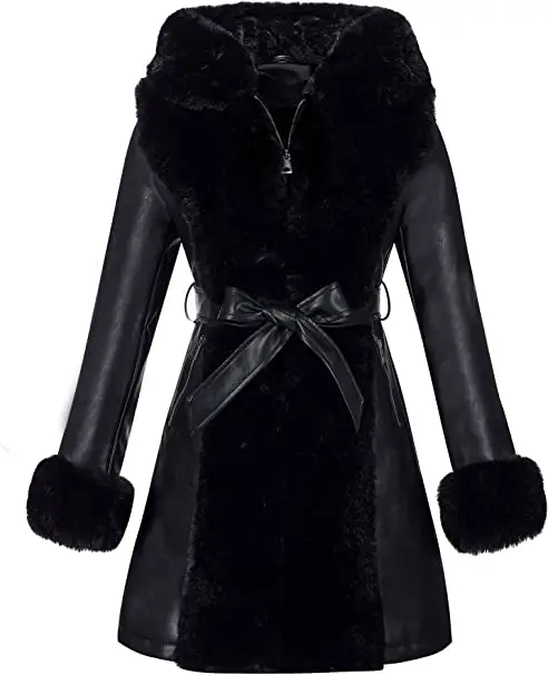Women Black Leather Fur-lined Jacket