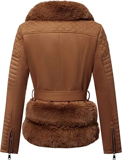 Women Brown Moto Leather Jacket