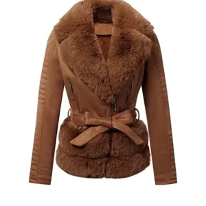 Women Brown Moto Leather Jacket