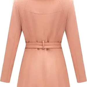 Women's Pink Suede Leather Pea Coat