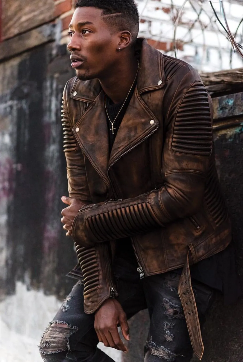 brown Biker Leather Jacket