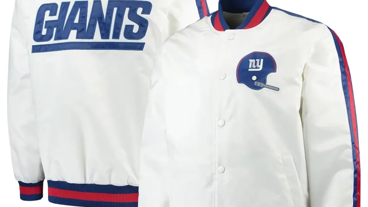 Men's Starter White New York Giants Throwback D-Line Varsity Full