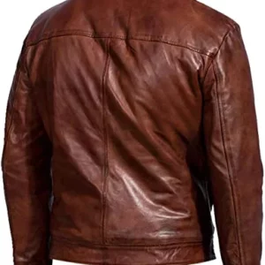 Cafe Racer Retro Slim Fit Brown Leather Jacket