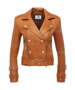 Womens Billie Belted Leather Jacket