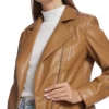Brown Faux Leather Moto Jacket