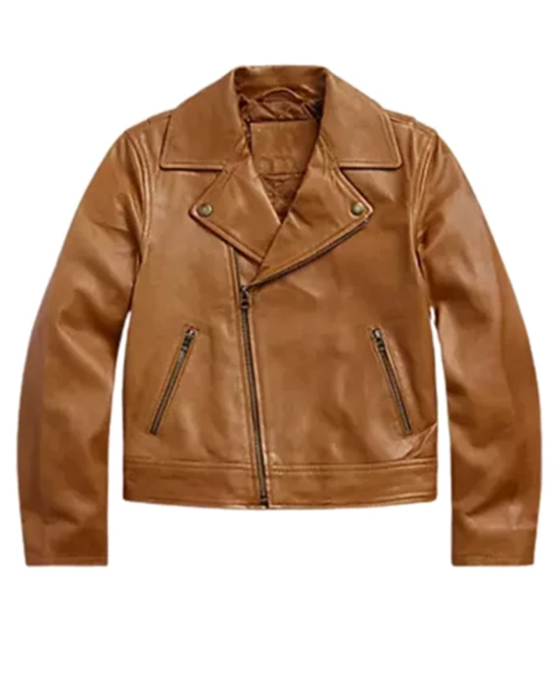 Brown Moto Biker Leather Jacket
