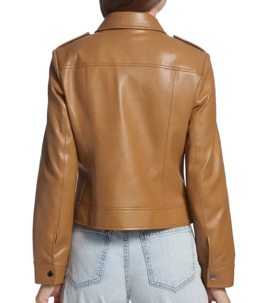 Faux Leather Brown Moto Jacket