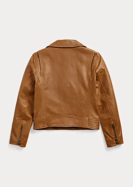 Men Brown Moto Biker Brown Leather Jacket