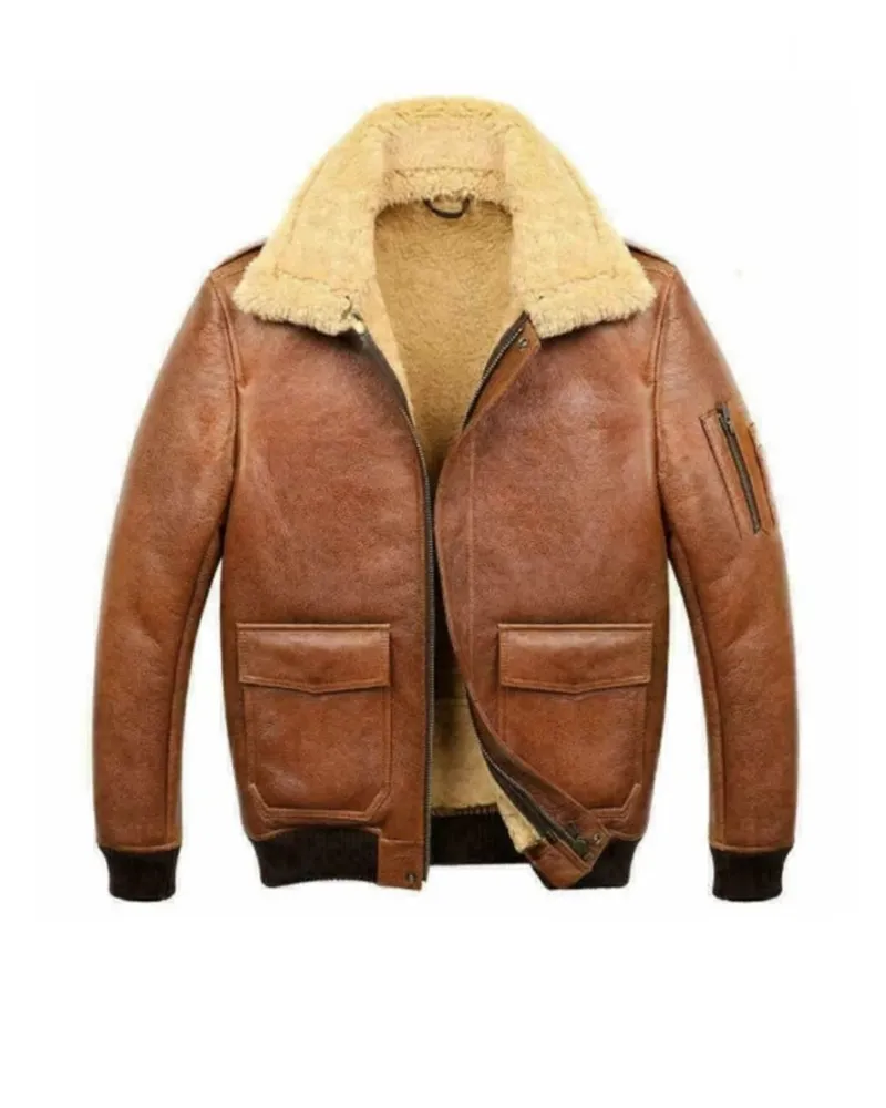 Men's A6 Flight Shearling Leather Bomber Jacket - The Genuine Leather