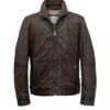 Men’s Full Zip Brown Leather Jacket