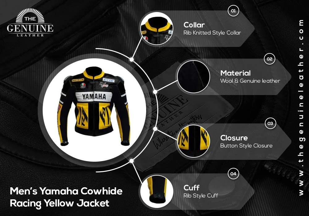 Men’s Yamaha Cowhide Racing Yellow Jacket