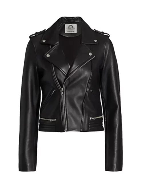 Moto Biker Black Leather Jacket