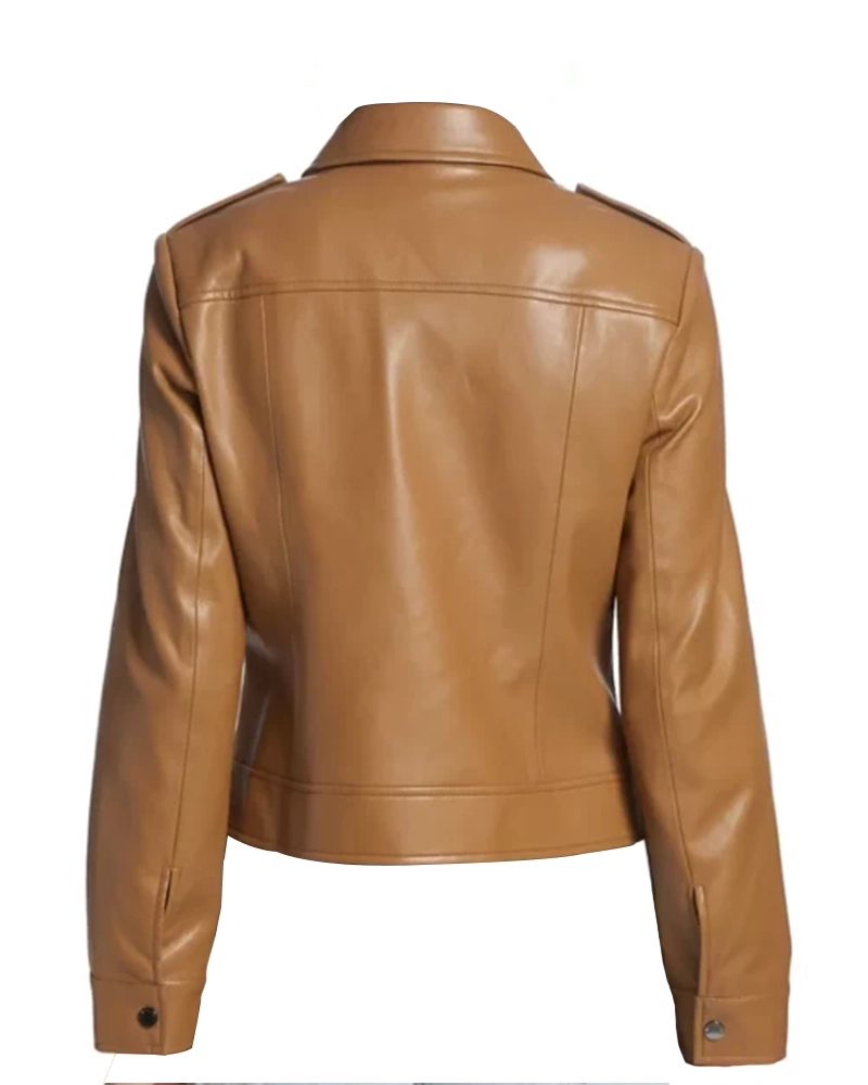 Moto Faux Brown Leather Jacket